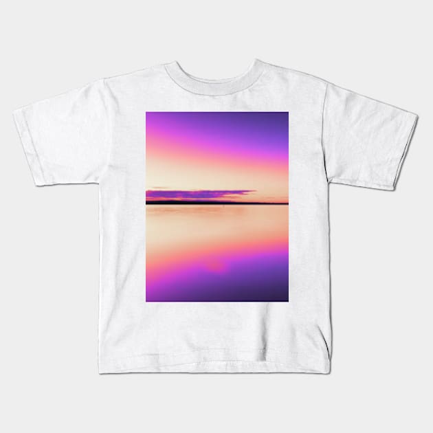 Orange And Purple Sunset Beach Kids T-Shirt by deadright